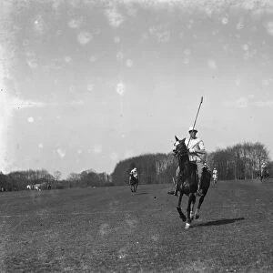 Polo at Tidworth. Lord Dalmeny for the English team. 1921