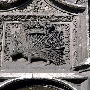 PORCUPINE The porcupine with the royal crown is the emblem of King Louis XII. Carved