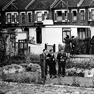 Prefab housing and gardens in Wandsworth, East London. 19th September 1947