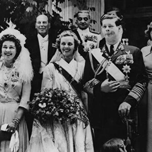 Prince Michael of Romania and Princess Anne, seen after their wedding in the royal chapel