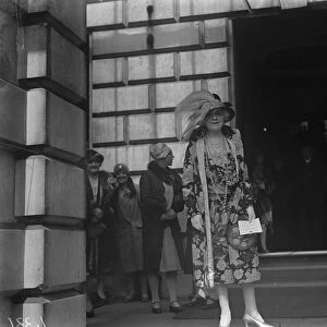 Private view day at the Royal Academy. Lady Alexander leaving. 4 May 1928