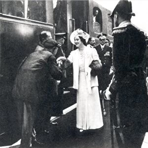 The Queen Greeted by the French Locomotive Driver of the Royal Train in Paris 1938
