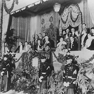 Queen Marie and Royal party visit to Philadelphia sesquicentennial. A scene in the Royal Box