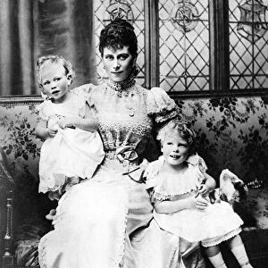 Queen Mary with her children the Duke of York (King George VI)(left) and the Prince of Wales