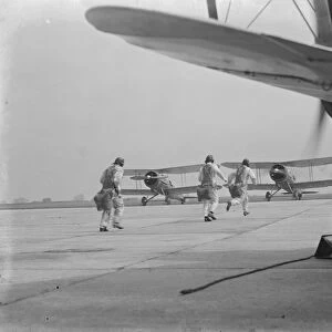 RAF Empire air day rehearsal, Biggin Hill, Kent. Pilots of 32 and 79 squadron
