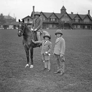 Ranelagh horse and pony show. Miss Rosalind Cubitt ( mounted ), Master Harry Cubitt