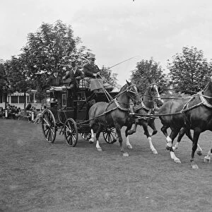 Ranelagh polo pony show. Mr W A Burrows wining four in hand. 1926