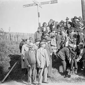 A rector gets the bumps from a crowd in Longfield, Kent. 1938
