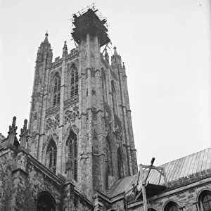 Repairs to Canterbury Cathedral tower. 1937