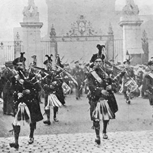 Returning from Holyrood after the investiture: The Pipers of the Royal Company of Archers