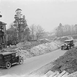 Road widening taking place in Wrotham, Kent. 1937