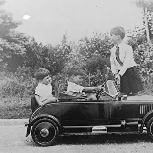 Royal motorists. Crown Prince Peter of Yugoslavia and his two younger brothers