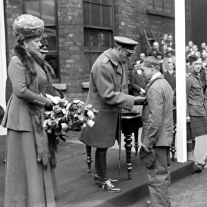 Royal Visit to Lincoln. His majesty presenting C. B. E. to Mr E. A. Allen for saving