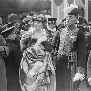 The Royal Wedding at Westminster Abbey. Mr and Mrs Austen Chamberlain leaving the Abbey