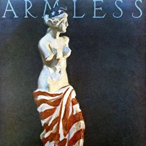 Satirical comment on America during WWI. Armless