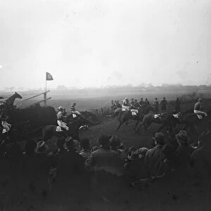 Sensational Grand National. Some of the field taking Bechers Brook. 31 March 1928