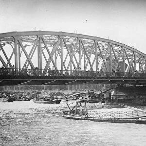 A Shanghai bridge fortified. The great new steel bridge across Soochow Creek