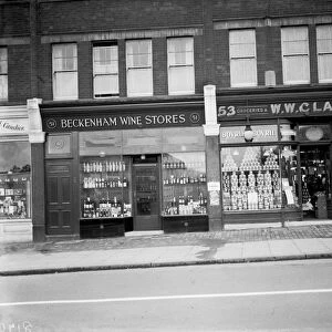 Shops along the high street in Beckenham, Kent 1 March 1938