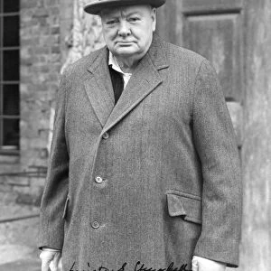 A signed portrait of Winston Churchill taken by John Topham at Chartwell