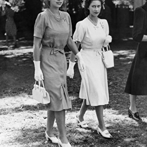 Sisteres Princess Elizabeth and Princess Margaret at Eton 1947