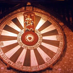 The so-called Round Table of King Arthur, at Castle Hall, Winchester. The twenty