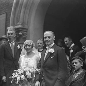 Society Wedding in London Captains Gotrian, M C, and Miss E D Deane, leaving