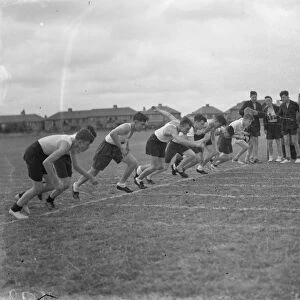 Sports day at Dartford Technical college in Kent. The start of the 440 yards