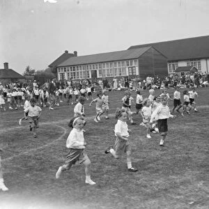 Sports day at the Days Lane Infant School in Sidcup, Kent. Children racing