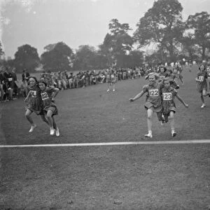 Sports day at Hillside School in Eltham, Kent. The three legged race