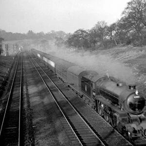 Steam Railway Engine ( 1407 engine ) steaming along near Hadley, near London