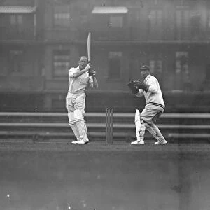 Surrey versus Warwickshire at the Oval. Ducat who scored 166, hitting a ball from R Es Wyatt