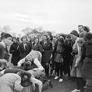 Swanley College sports day. Apple bobbing. 1935