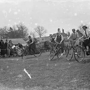 Swanley college sports. Racing the slowest bicycle 1936