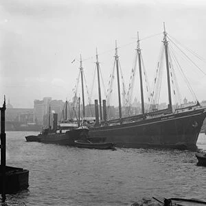 The Thames mystery ship The five masted auxiliary schooner said to have on board