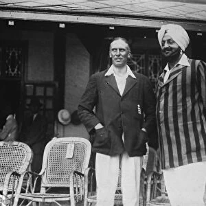 Thee MCC in India. Gilligan photographed with the Maharajah of Patiala 1st January