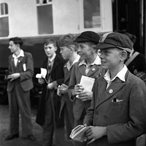 Trainspotters Club outing Schoolboys armed with their trainspotters notebooks