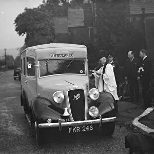 The vicar of Farningham, Kent, dedicates a St Johns Ambulance. 1939