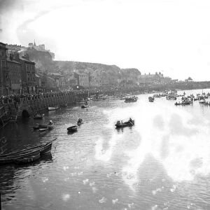 A view of the harbour at Whitby, Yorkshire