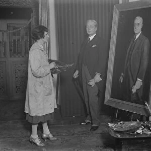 Viscount Falkland poses for his portrait by Mrs Dorothy Macavity at her London studio