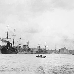Warships at Shanghai. Shanghai as seen from the River Whang Poo, on which it is situated