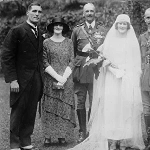 Wedding of distinguished British officer in Hong Kong. The bridal party after the