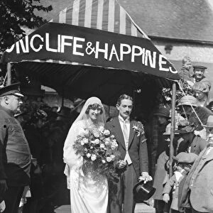 Wedding of the Hon Irene Cage and Capt Shuldham at Firle, Sussex The bride
