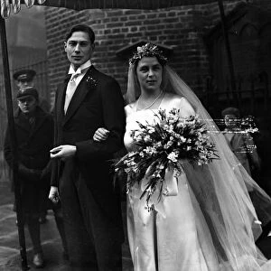 The wedding of Mr Terence Gates and Miss Margery Lyons at Chelsea Old Church, London
