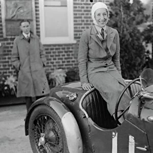 Winner of the womens mountain handicap at Brooklands. Mrs P Oxenden after her victory