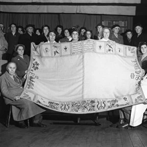 Womens Institute, Swanley, Kent with their presentation tablecloth 12th September 1953