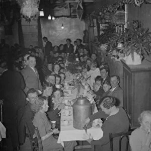 Working the tea urn at the gas works party at St Mary Cray, Kent. 1938
