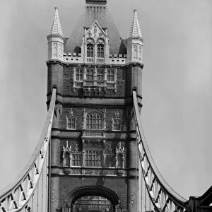 Workmen on Tower Bridge, London, England, UK. 1960 s
