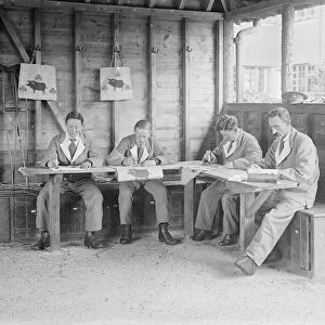 Wounded soldiers stenciling at the Princess Louise Military Orthopaedic Hospital