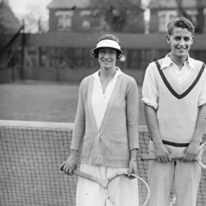 Young tennis stars in mixed doubles at Dulwich Miss Collywer and Austin. 1 April 1926