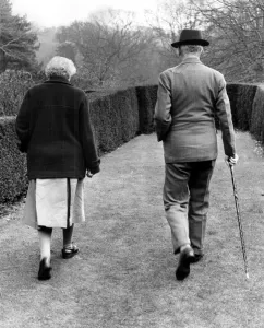 70th birthday picture of Harold Macmillan - back view of Macmillan and Lady Dorothy 70th birthday picture of Harold Macmillan - back view of Macmillan and Lady Dorothy